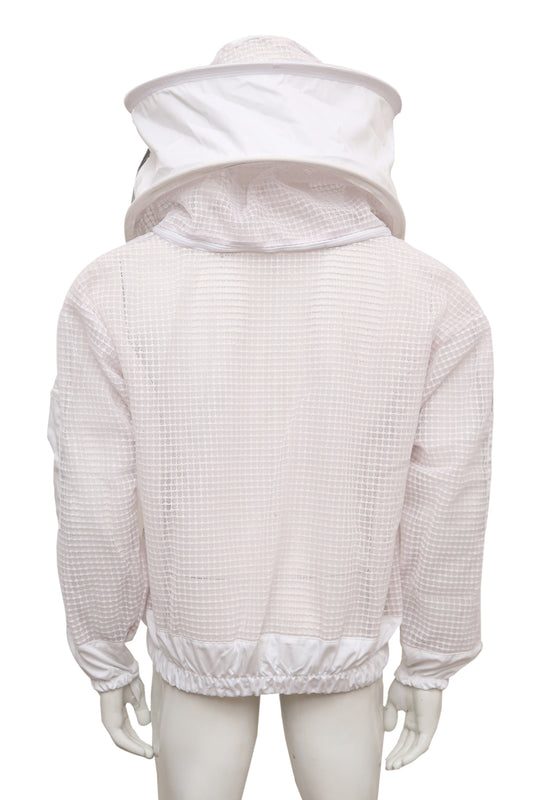 Rückansicht der Imkerjacke – zeigt die Belüftungseinsätze und den weitreichenden Rücken- und Schulterschutz.