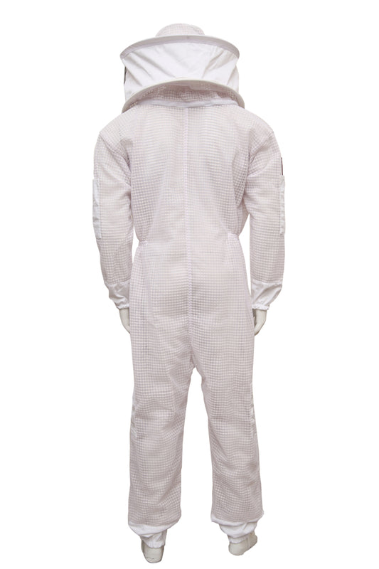 Rückansicht des Imkeranzugs mit vollständigem Körperschutz und atmungsaktivem Material.