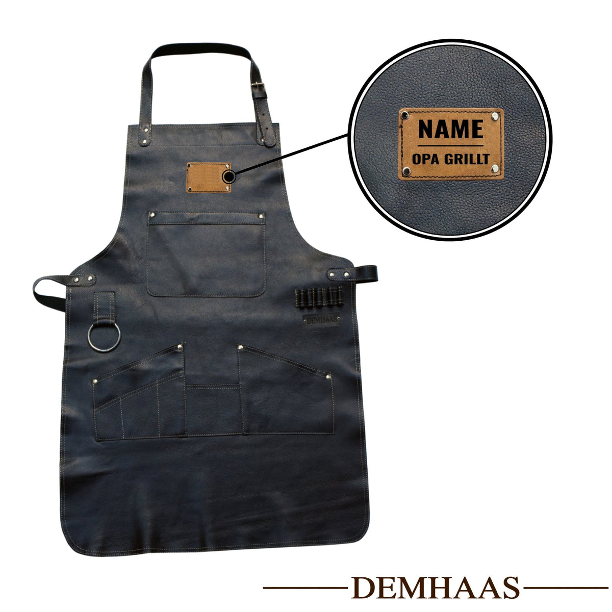 Personalized Genuine Leather Apron – BBQ & Workshop Apron with Name Engraving