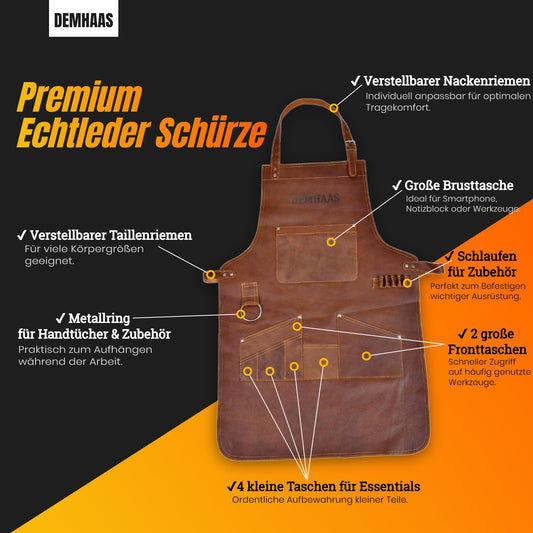 Personalisierte Leder Schürze aus Echtleder – BBQ & Werkstatt Schürze mit Namensgravur