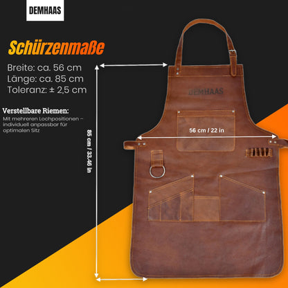 Personalisierte Leder Schürze aus Echtleder – BBQ & Werkstatt Schürze mit Namensgravur