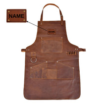 Braune Lederschürze aus Echtleder mit Brusttasche
